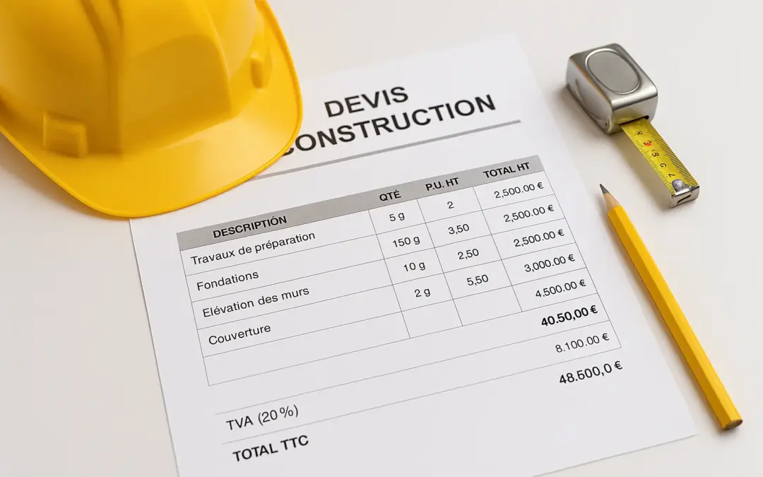 Calcul du devis pour une construction