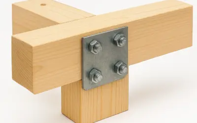 Connexion boulonnée pour charpente bois