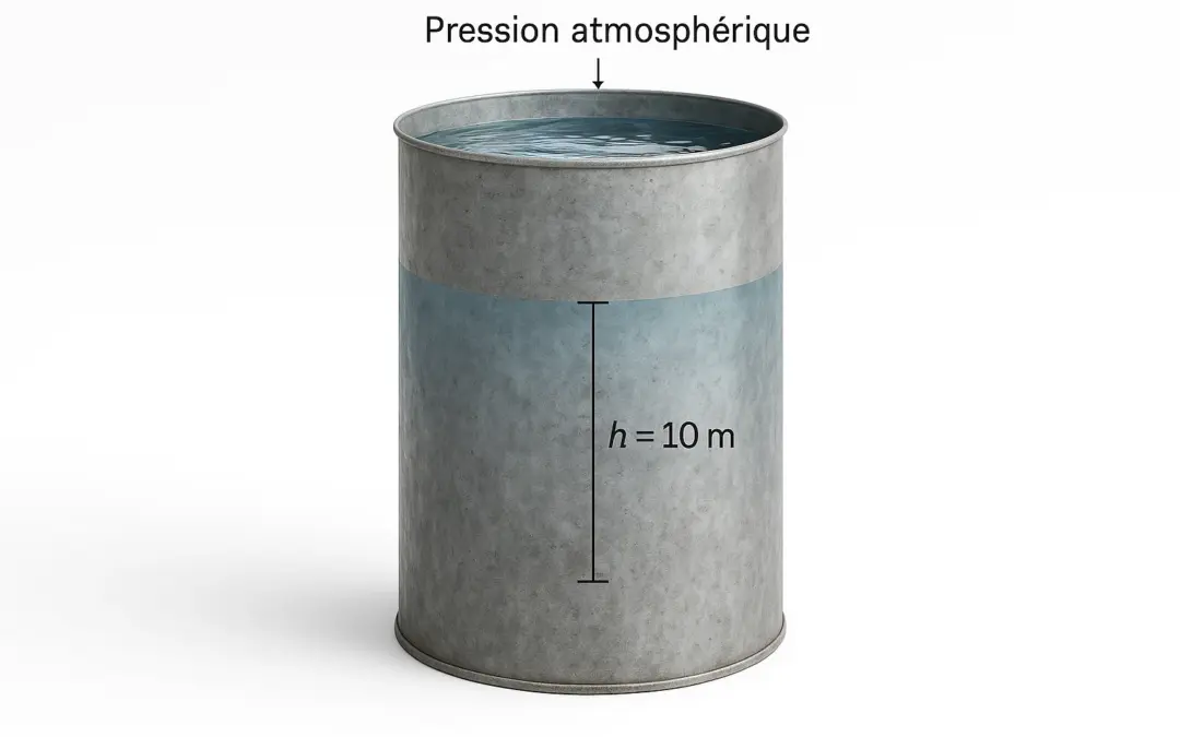 Calcul de la Pression dans un Réservoir d’Eau