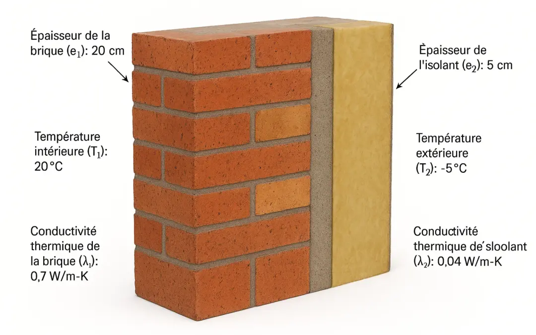 Calcul du flux surfacique à travers le mur