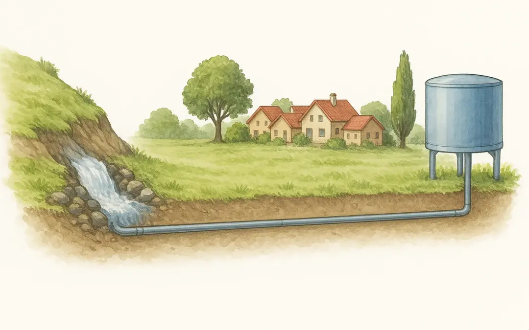 Réseau de distribution d’eau pour un village