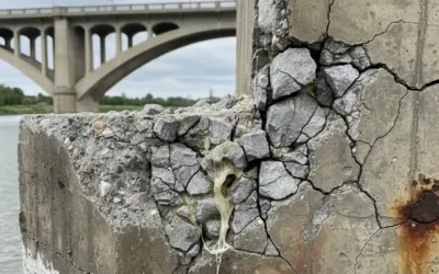 Réaction Alcali-Granulat (RAG) dans un Pont