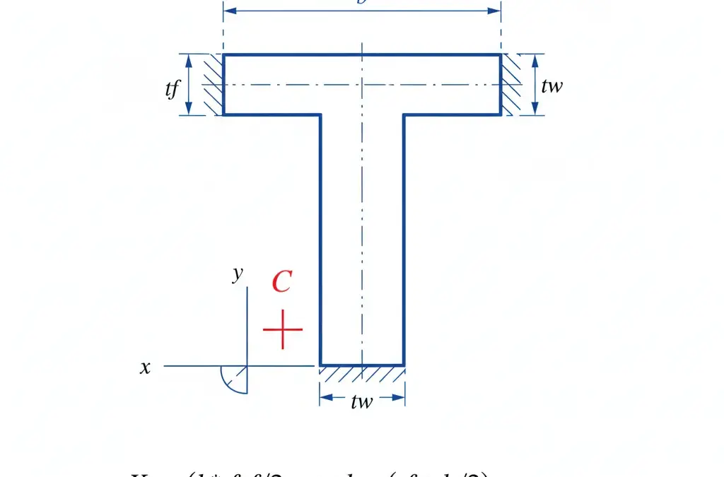 Calcul du centre de gravité d’une section en T